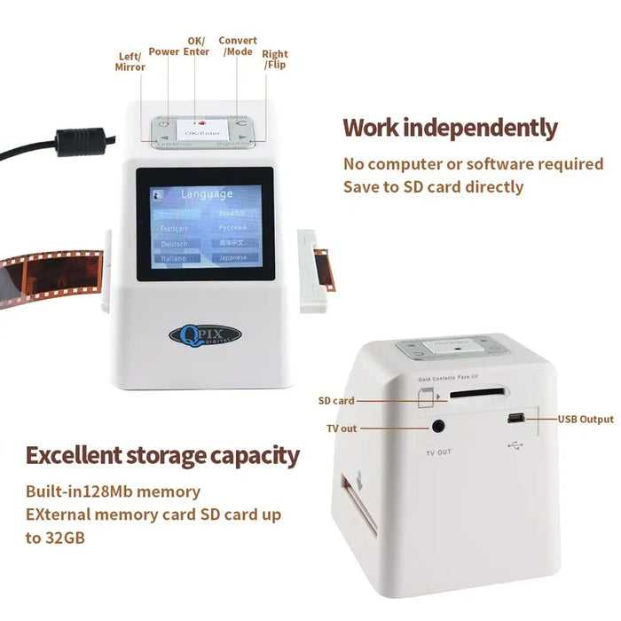 Portable 35mm Negative Film Scanner with 2.4"LCD