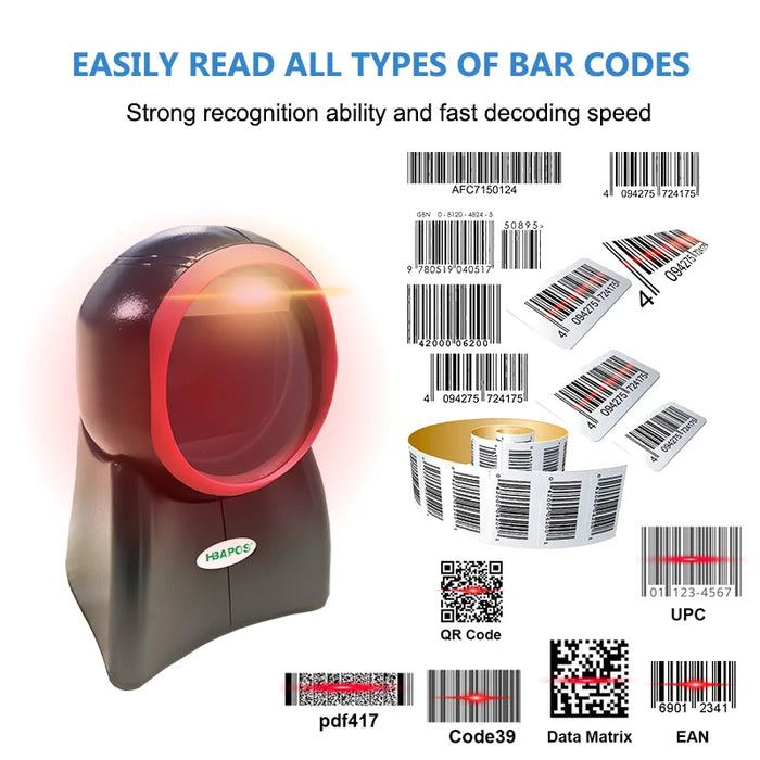 2D Omnidirectional Barcode Scanner 1D 2D QR Code Desktop Bar code usb Reader