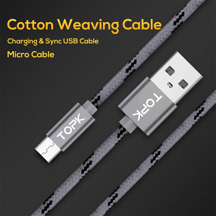 Micro USB Cable 2.4A Fast Charging Cable For Android