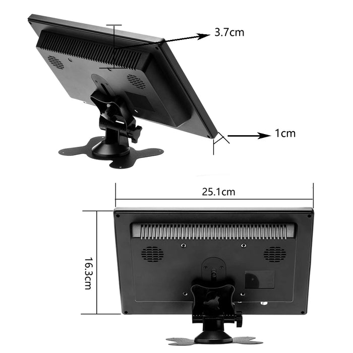 Podofo 10.1"  LCD HD Monitor & Computer Display Color Screen 2Channel Video Input Security Monitor With BNC / AVI / VGA / HDMI