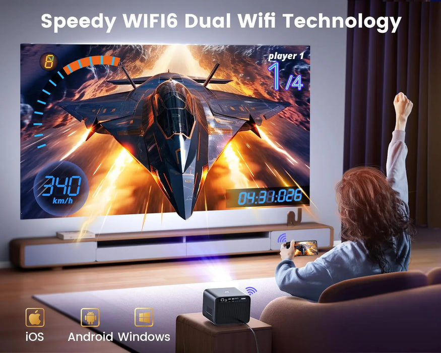 Wimius K9 Projector 4k Supported 700ANSI Auto Focus/Keystone Full Hd 1080p Native WIFI 6 Bluetooth Support Dolby Home Theater