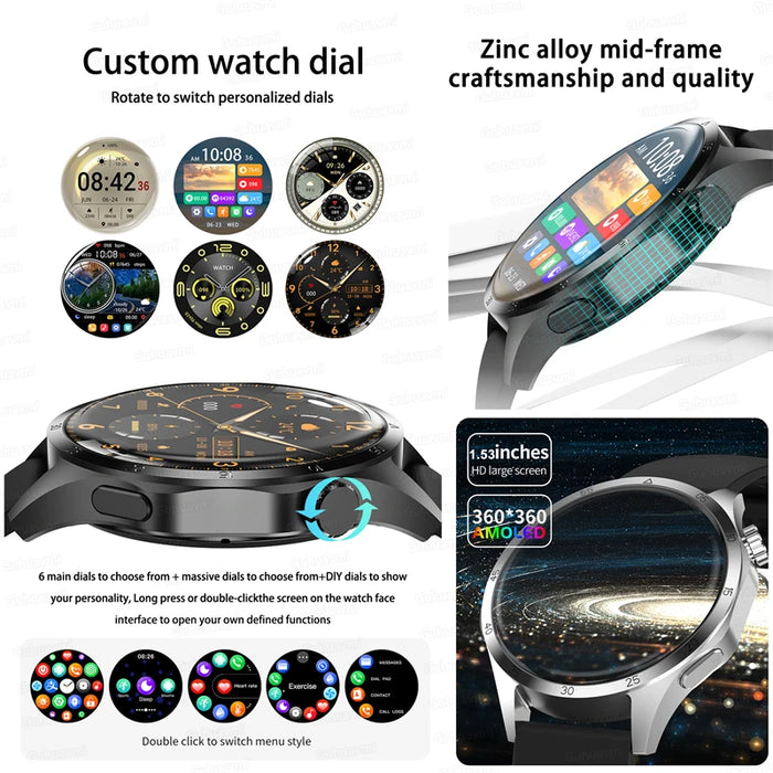 Smart Watch with 4 Pro AMOLED HD Screen Bluetooth Call NFC Health Monitoring